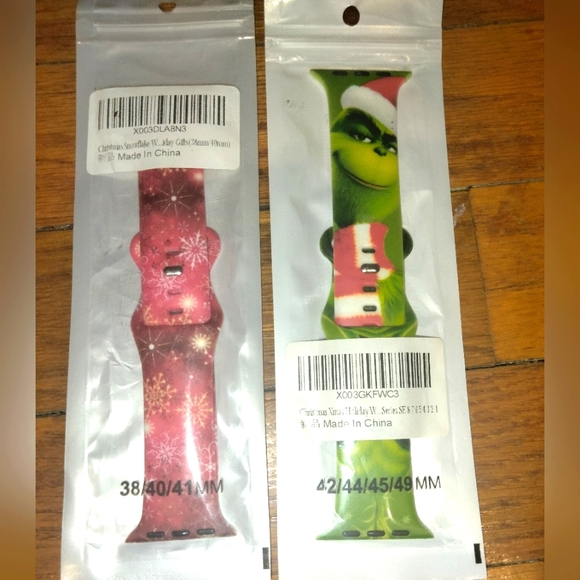 Christmas Theme and Grinch Apple Watch Bands Bundle Green & red - Picture 1 of 2